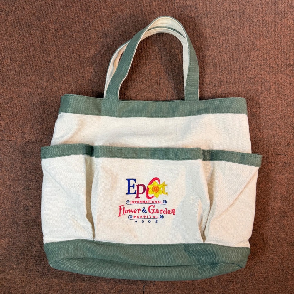 Disney Epcot Flower Garden Festival 2005 Canvas Tote Bag Garden Tool Caddy rare